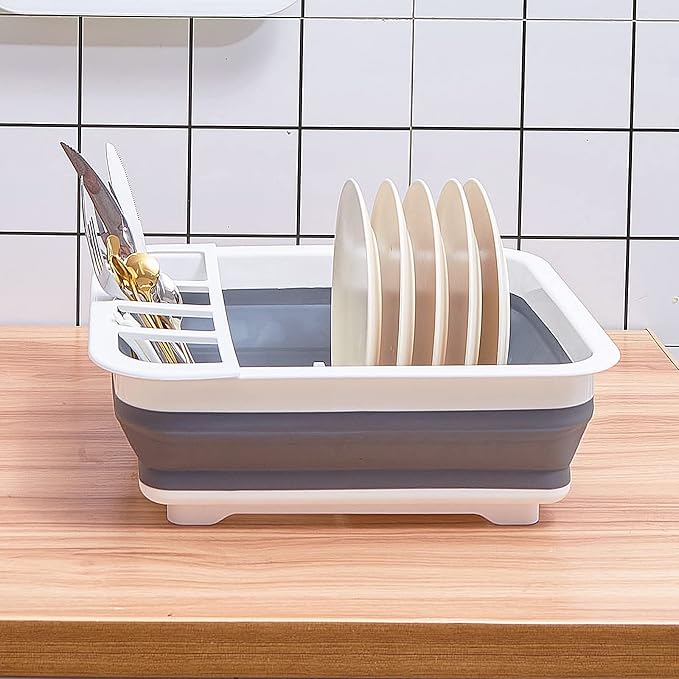 Goderewild Collapsible Dish Drying Rack with Rotating Drain & Plug,Space-Saving Dish Drainers for Kitchen Counter, Portable Dish Rack Over Sink Drying Dinnerware,Travel Trailer RV Camping Essentials - Image 6