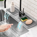 17.7'' Faucet Mat for Kitchen Sink Splash Guard[7° Slope Fast Self-draining][Snap Lock Fit] Folding Kitchen Sink Faucet Mat Splash Guard Kitchen Sink Area Water Splash Guard Behind Faucet Draining Mat by Snoquir