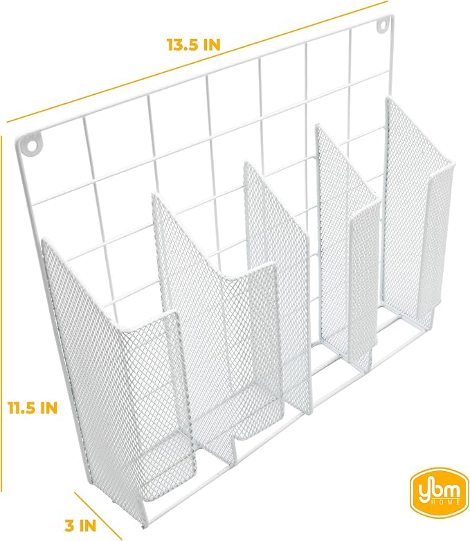 YBM HOME 4-Compartment Wall Mount Kitchen Storage Organizer Holder Basket Pantry Caddy Wrap Rack for Aluminum Foil, Sandwich Bags - White 2232 - Image 2