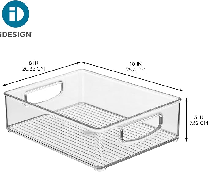 iDesign Plastic Stackable Pantry Bin, Set of 2, Clear | Organizer Bin with Handles, For Cabinets or Fridge - Image 4