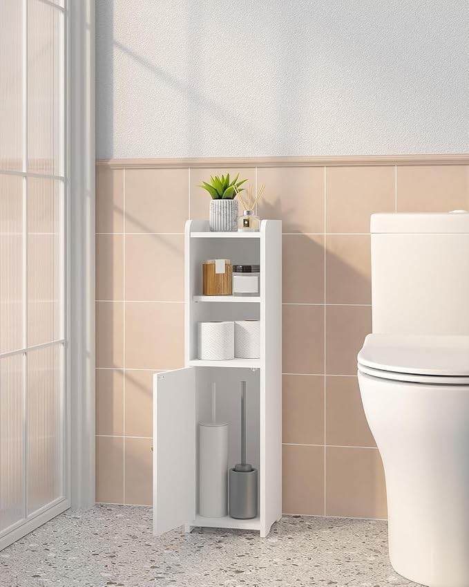 Hzuaneri Bathroom Storage Cabinet, Narrow Toilet Paper Cabinets with Doors | Small Corner Floor Cabinet with Doors and Adjustable Shelf, Bathroom Organizer for Small Spaces, White BC19703X - Image 5