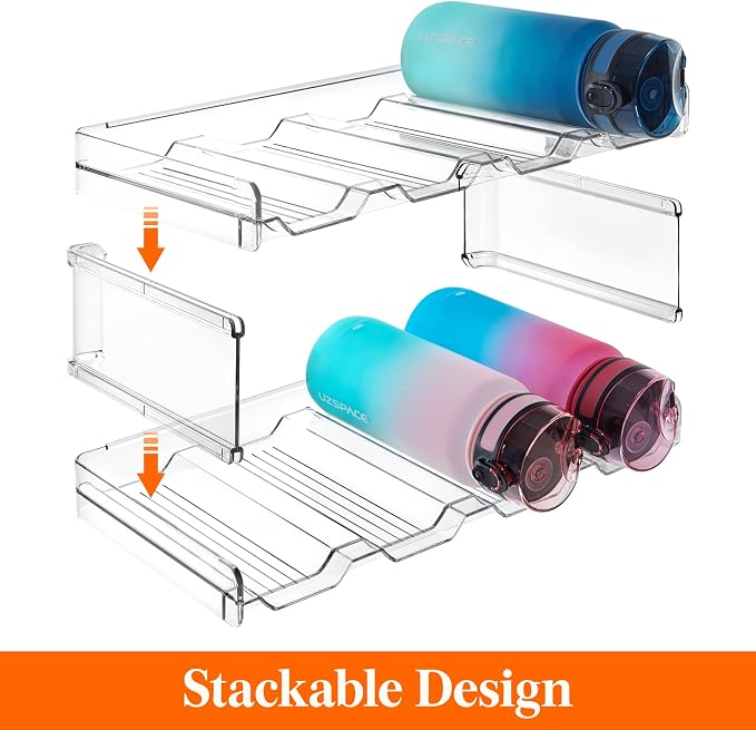 Lifewit Stackable Water Bottle Organizer for Cabinet, Plastic Bottle Holder Fits Bottles/Tumblers up to 3.8" Diameter for Pantry/Countertop, 3 Tier Holds 12 Bottles 41 x 20 x 24 cm/16" x 8" x 9.5" - Image 3