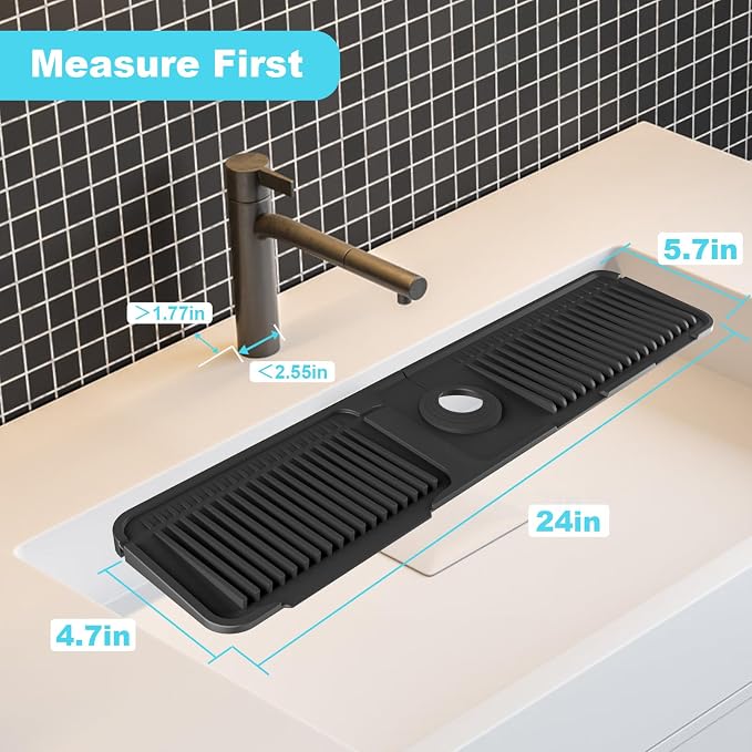 Folding faucet mat for kitchen sink-sink splash guard behind faucet-silicone kitchen faucet mat-faucet draining mat of sink accessories with button lock - Image 3