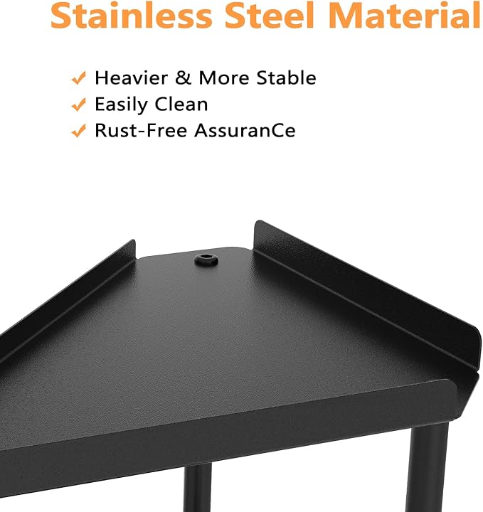 FLE Corner Bathroom Counter Organizer, Bathroom Organizer Countertop Black | 2 Tier Corner Shelf, Tabletop Mount,Waterproof Solid Shelf Fits Bathroom Toiletries and Kitchen Condiment Storage - Image 5