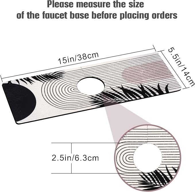 Sink Faucet Absorbing Mat, 2 Pack Drying Mat Around Faucet Sink Splash Guard Behind Faucet Sinkmat For Kitchen Bathroom Island Rv 15 * 5.5 Inch (38 * 14 cm) - Image 2