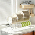 Stainless Steel Foldable Dish Drying Rack, 3 Tier Large Capacity Collapsible Folding Dish Drainer with Drainboard for Kitchen Counter (Upgraded) by TABABAO