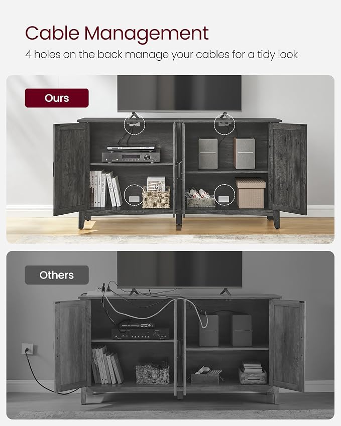 VASAGLE Buffet Cabinet, Coffee Bar, Adjustable Shelf | Sideboard Storage with Cable Hole, Antique Charcoal, LIRY Collection ULSC381T04 - Image 7
