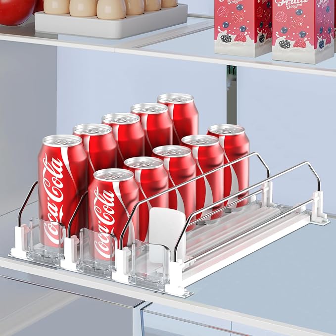 IBORING Drink Organizer for Fridge,Holds up to 15 Cans | Self Pushing Fridge Drink Organizer,Automatic Drink Dispenser for Fridge,Idea for fridge organizers and storage by IBORING