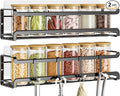 Bunoxea Spice Rack Wall Mounted 2 Pack, Black,11.41x2.75x2.75in | 2 Removalble Hooks,Screw or Adhesive Hanging,Space-Saving,For Kitchen Cabinet, Pantry Door,Stove,RV by Bunoxea