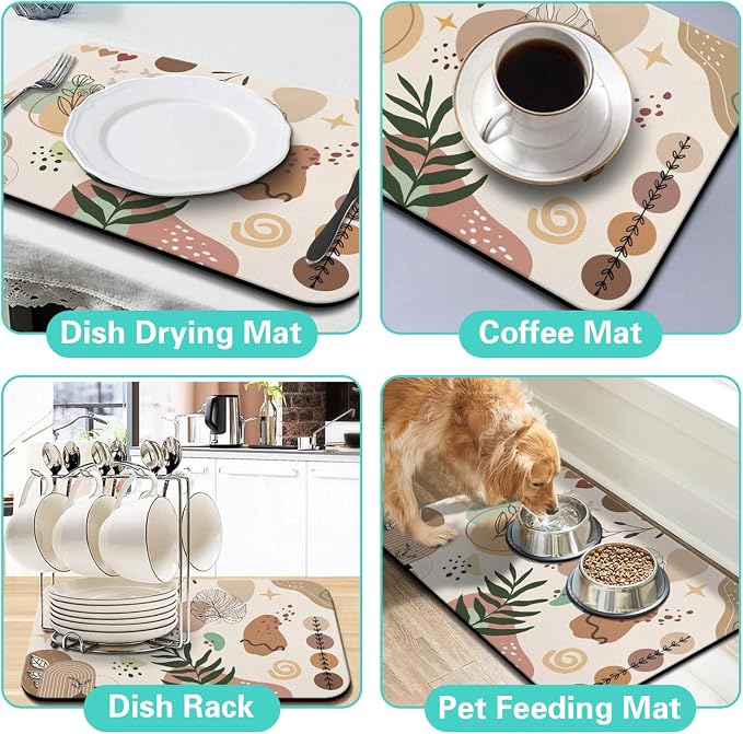 Dish Drying Mat for Kitchen Counter Matt, 2PCS 23"x15" Dish Drainer Mat & 24"x5.5" Sink Splash Guard, Super Absorbent Non-slip Rubber Backed - Image 6
