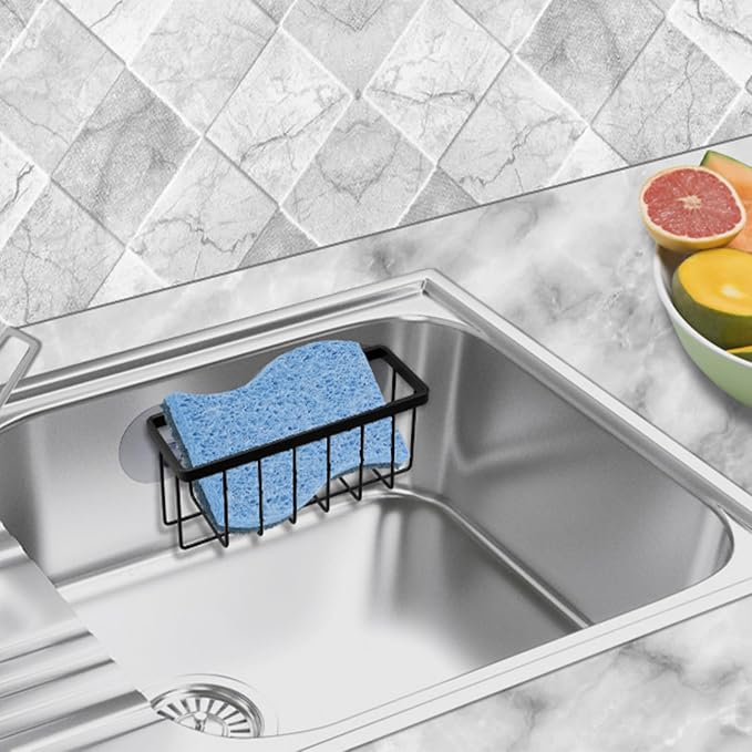 SHFKS Sponge Holder for Kitchen Sink Suction,Dish Sponge Holder-Black | Kitchen Sink Caddy for Sponges, Scrubbers, Soap - Image 6