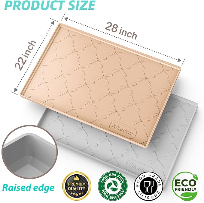 Waterproof Under Sink Mat Silicone 28" x 22" Kitchen Cabinet liner | BPA-Free Silicone Mat with Raised Lip Protects Cabinets from Leaks, Versatile Home Organizer for Bathroom, Pets, Boots, Floor - Image 3