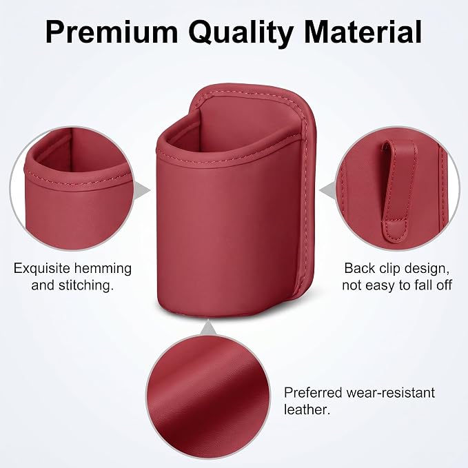1 Pack Leather Car Door Cup Holder, Large Clip-On Seat Side Hanging Drink Holder, Auto Interior Water Bottle Organizer, Universal Hanging Storage Bag & Trash Can for Cars (Red) - Image 4