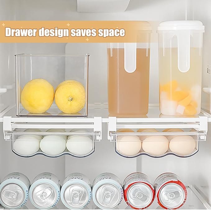 Egg Holder For Refrigerator，Mini Fridge Drawer Organizer Egg Storage Bin Clear Egg Tray Clear Plastic Storage Container - Image 5