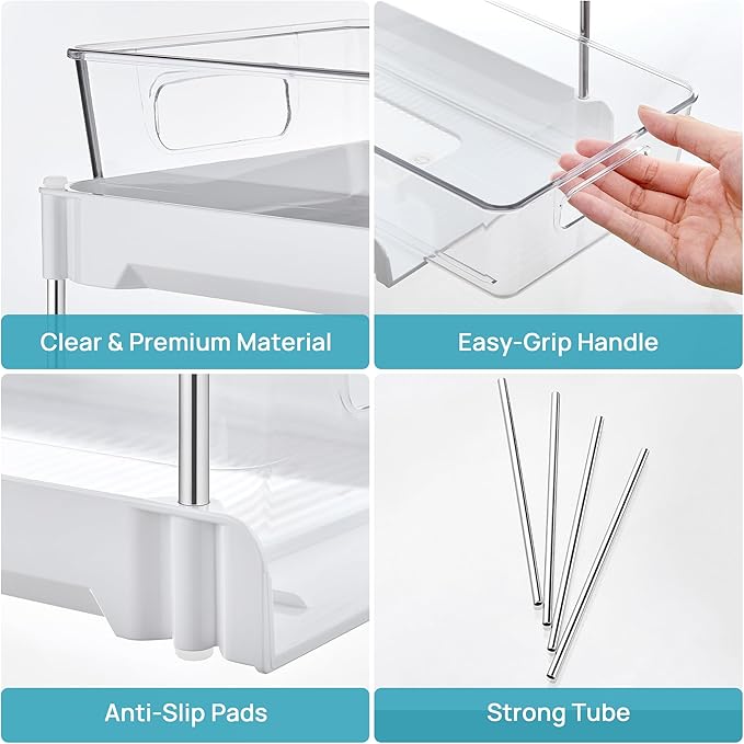 Vtopmart 4 Pack Pull Out Bathroom Under Sink Organizer (S-Standard, White) | Slide-out drawers, Multi-purpose storage, Clear visibility, Easy Set-up - Image 7