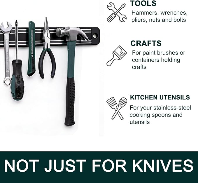 19.7in Magnetic Knife Strips,Magnetic Knife Holder for Wall/Refrigerator | Strong magnetic holder，magnetic tool organizer screws or tape installation,Saves counter space, keeps kitchen tidy - Image 5