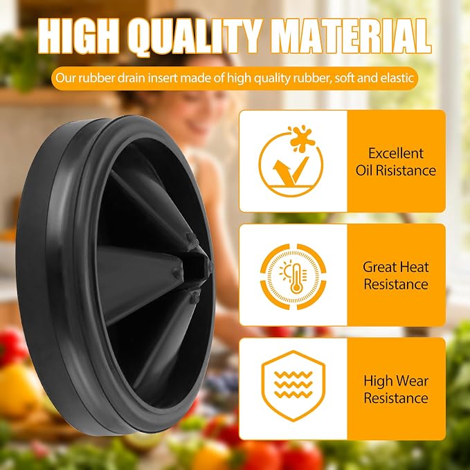 3 3/8" Garbage Disposal Splash Guard Replacement for InSinkErator Evolution | QCB-AM rubber Drain Insert, Sink Baffle, Garbage Disposer Accessories, Upgraded Removable Quiet Collar Drain Plugs, Black - Image 6