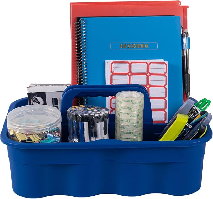 Matthew 3 Pack Large Plastic Tote Tool & Deluxe Supply Cleaning Caddy with Handle Portable Shower Basket Storage Caddy for Cleaning Products,Take-Out Drink,Bathrooms - Blue - Image 4