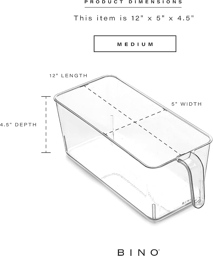 BINO | Clear Storage Organizer, Medium | THE HOLDER COLLECTION | Clear Containers for Organizing with Built-in Handles | Pantry Organization and Storage | Fridge Organizer | Smart Bin Cabinet - Image 3