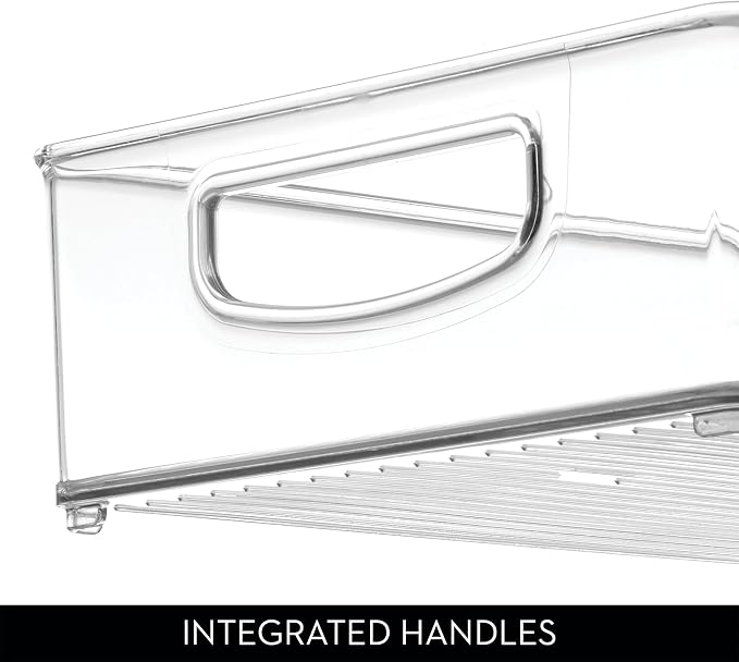 iDesign Plastic Stackable Pantry Bin, Set of 2, Clear | Organizer Bin with Handles, For Cabinets or Fridge - Image 8
