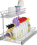 OCG Under Sink Cabinet Organizer Two Tier Pull Out Shelf (14.75W x 21D), Under Sink Sliding Shelf for Kitchen Bathroom Cabinet 2 Tier Chrome by OCG
