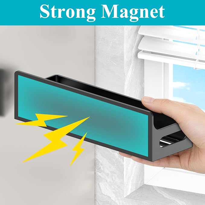 HuggieGems Black Magnetic Spice Rack for Refrigerator, 4 Pack | Kitchen Magnetic Shelf for Fridge, Spice Organizer and Storage, Baby Bottle Holder for Fridge, Magnetic Tea Bag Organizer - Image 2