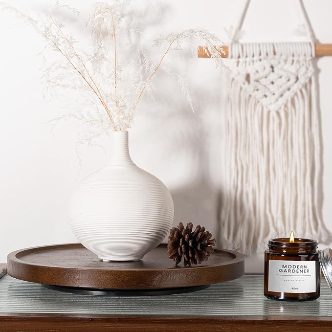 Wood Lazy Susan Organizer Kitchen Turntable for Cabinet Farmhouse Bathroom Decor Round Decorative Tray for Vanity, Counter, Sink, Coffee Table, 11 Inch, Walnut | Waterpoof, Easy clean, Non-slip, Rotating Wooden Decorative Pantry Table Tray for Seasonin... - Image 4