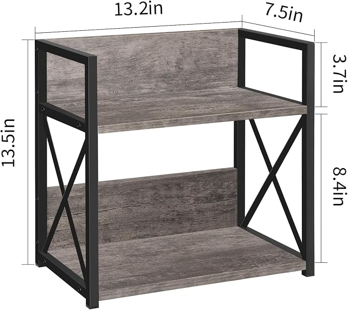 YINMIT Kitchen Countertop Organizer,Spice Rack,Coffee Bar Shelf Organizer | 2-Tier Coffee Station,Seasoning Storage,Syrup,Mug Cup,Bottle Holder,Bathroom Vanity,Pantry,Bedroom and Office,Grey,Medium - Image 3