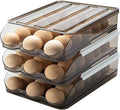 Egg Holder for Refrigerator Auto Scrolling Organizer Plastic Stackable Storage Container Reusable Clear Tray Box Basket Bin Lid Drawer Carrier Keeper(3 Layer) by memeyou