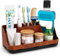 GFWARE Bathroom Decor and Accessories - Detachable 7 Slots Kids Electric Toothbrush and Toothpaste Holde for Bathroom Tray Countertop Vanity Storage, Bathroom Sink Storage Organizer, Red Wood by GFWARE