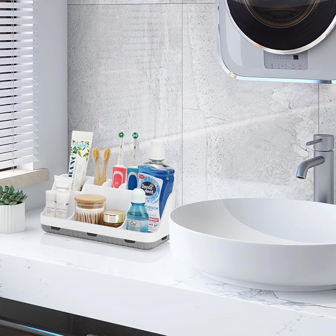 GFWARE Toothbrush Holders for Bathrooms Countertop Organizer - Kids Electric Toothbrush and Toothpaste Holder Detachable 7 Slots Tooth Brush Organization Bathroom Accessories Storage Vanity, White | Detachable Kids Electric Toothbrush and Toothpaste Ho... - Image 7