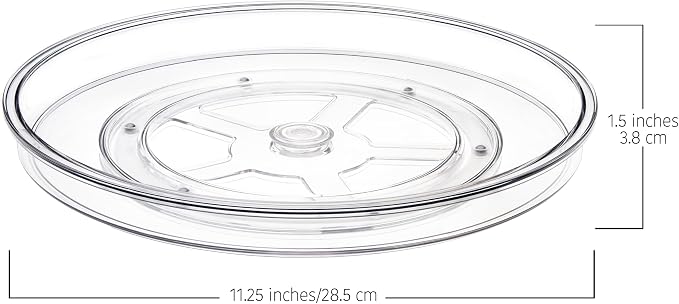 primebox 11" Lazy Susan Organizer. 360 Degree Rotating Turntable for Cabinets, Fridge, Pantry, Bathroom, Under Sink Organizing, Countertops, Vanity, Organizer for Spices Clear 4 Pack - Image 3