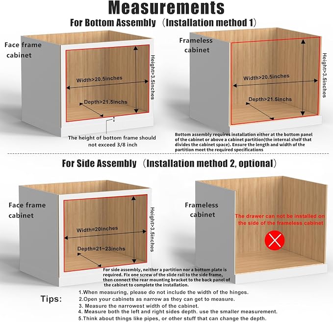 20”W x 21”D x 3”H Soft Close Slide Out Wood Drawer Organizer for Kitchen, (Cabinet Width>20.5 inches for Bottom Assembly, Width= 20 inches for Side Assembly) - Image 4