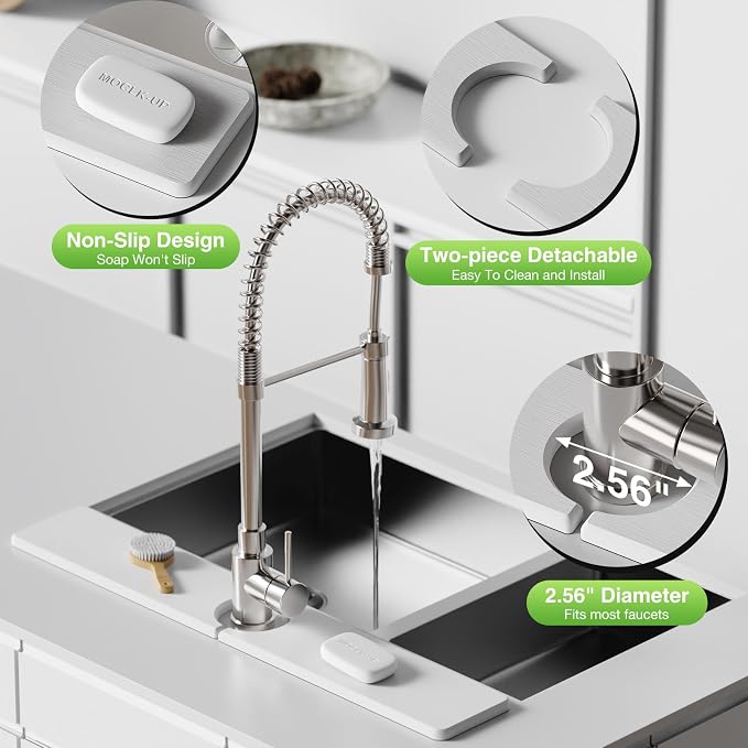 Premium Stone Faucet Mat for Kitchen Sink, 23.6" x 4" White | Quick Drying & Water Absorbent, Sink Splash Guard Tray for Prevents Moisture Buildup - Image 5