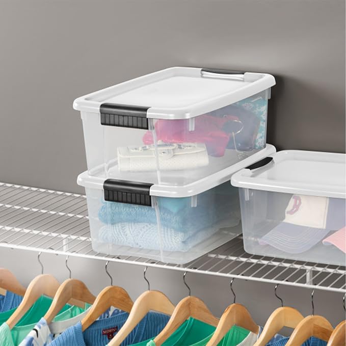Sterilite Ultra Latch Box with Lids for Home and Office, 18 Quart, 18-Pack | Heavy-Duty and Stackable Plastic Containers with Latches for Closet, Cabinet, Bedroom, Bathroom and Dorm Room Organization - Image 5
