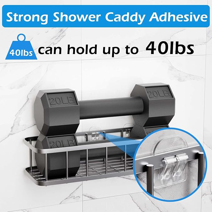 12 Pack Shower Caddy Adhesive Replacement, Shower Adhesive Strips, Waterproof Adhesive Hooks, Strong Sticker, No Drilling, for Bathroom Shelf and Kitchen Racks - Image 3