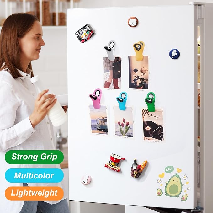 JETMORE 20 Pack Chip Clip, Magnetic Clips for Chips and Other Food Bags | Durable plastic jaws grip packages without tearing, chip bag clips seal snacks, while magnetic bag clips display notes - Image 2