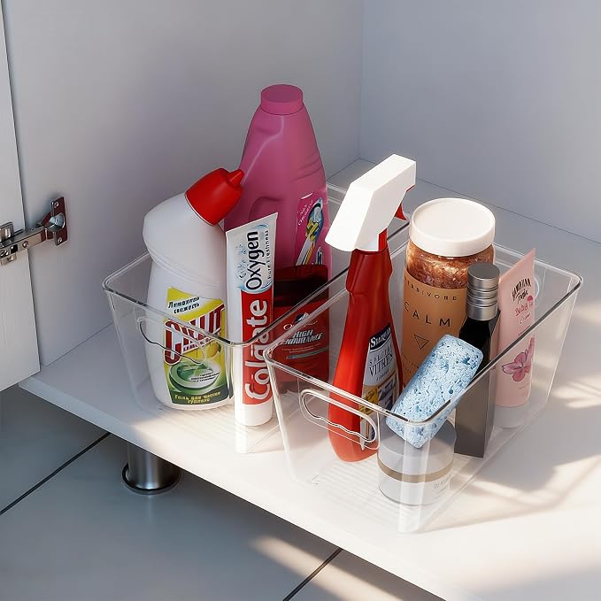 Clear Fridge Organizer Bins with Handles, 6 Pack Medium 10×6×5 Inch | Clear storage bins with handles, food organizer basket for kitchen, fridge, freezer and bedrooms - Image 6