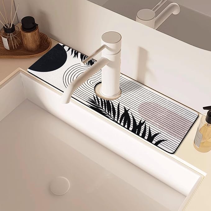 Sink Faucet Absorbing Mat, 2 Pack Drying Mat Around Faucet Sink Splash Guard Behind Faucet Sinkmat For Kitchen Bathroom Island Rv 15 * 5.5 Inch (38 * 14 cm) - Image 7