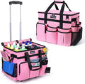 Extra Large Rolling Cleaning Caddy Bag with Wheels, Cleaning Baskets Bags with Detachable Trolley For Housekeepers , Water Resistant Cleaner Supplies Organizer with Wheels for Kitchen, Car by LIANGSHENGYUAN