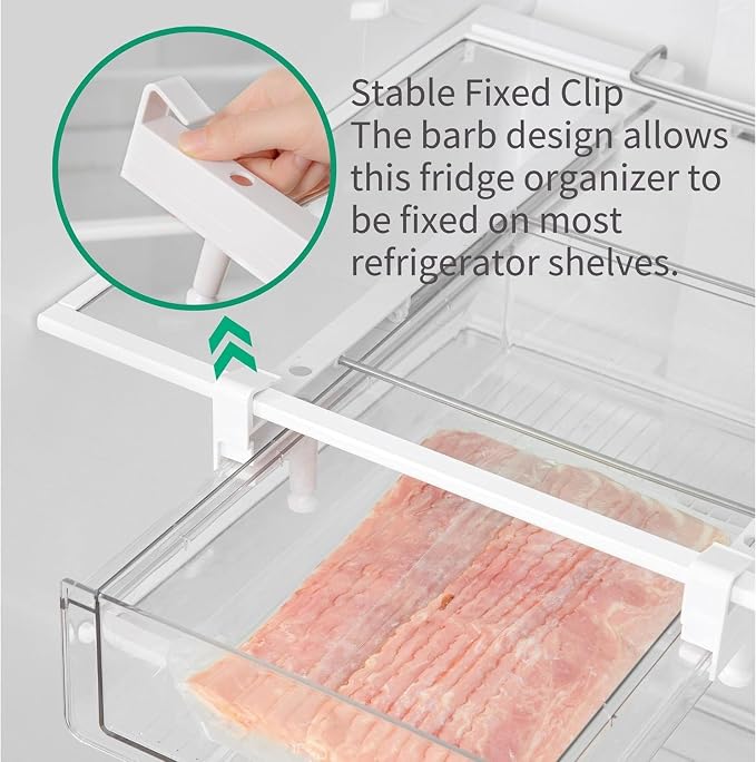 Large Fridge Drawer Organizer 14in-20in Upgradation Refrigerator Undershelf Drawer, Extra-Deep Storage Deli Meat, Cheese, Eggs, Fruit, Vegetable - Image 6