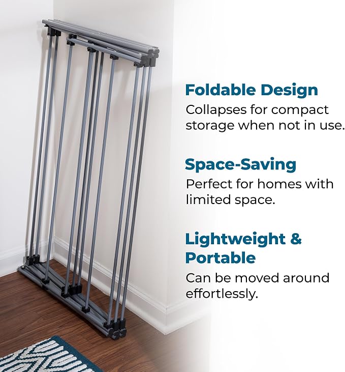 Honey-Can-Do Oversized Collapsible Clothes Drying Rack, 35", 50 lb, Grey | Oversized 35" x 45" steel rack holds 50 lb and folds flat for storage. Air-dry a full load indoors or outdoors. - Image 6