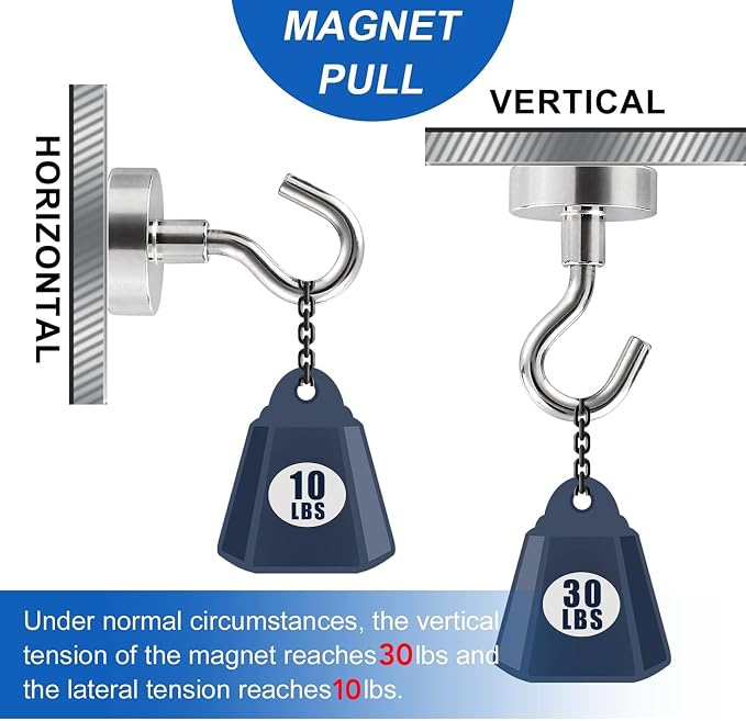 LOVIMAG Magnetic Hooks, Cruise Essentials 2026, 15 Pack-30LBS | Heavy Duty Strong Magnet Hook for Cruise Cabin, Refrigerator Fridge, Ship, Classroom, Kitchen Grills, Silver - Image 4