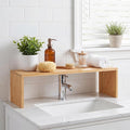 Bamboo Over the Sink Shelf Bathroom Shelf Organizer Over the Faucet Wood Pedestal Soap Stand Farmhouse Bathroom Decor Over the Sink Shelves(29.92 x 7.87 x 10.04 Inches,Bamboo Color) by Menkxi