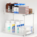 2 Tier Pull Out Cabinet Organizer and Medicine Cabinet Storage for Supplement,Vitamin,Medication and Pill Bottle,10.4" Deep Pantry Organizers Drawer,Under Sink Organizer for Bathroom,Cupboard by Yieach