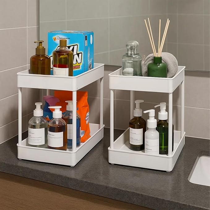 ShellKingdom 4 Tier Bathroom Storage Organizer, Slim Rolling Storage Cart | Storage Shelf for Narrow Space with Handle, Mobile Shelving Unit for Bathroom, Kitchen, Laundry (White) - Image 4
