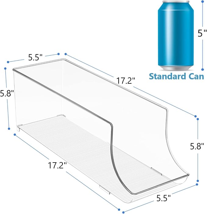 Sorbus Can Dispenser for Refrigerator - 12 Can Fridge organizer Rotation System Rack - Clear Soda Can Organizer for Refrigerator, Freezer & Pantry - Great for Kitchen Organization & Storage (2-Pack) - Image 3