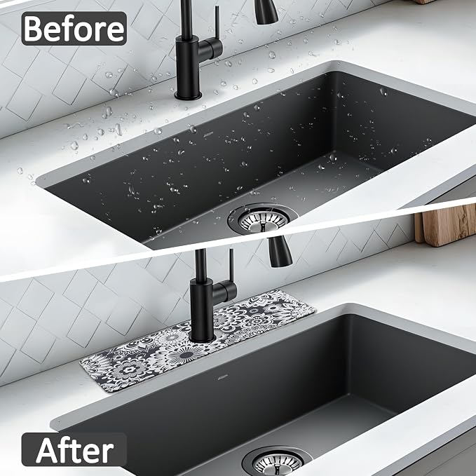 15" X 5.5" Kitchen Sink Splash Guard Faucet Mat Mandala Super Absorbent Fast Drying Faucet Guard & Draining Mat Sink Splash Guard Behind Faucet for Kitchen, Bathroom - Image 7