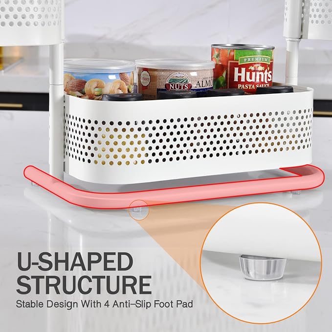 KINGRACK Metal Bathroom Counter Organizer，Rotating Countertop Storage Shelf | 3 Tier, Vanity Tray for Makeup & Skincare, Space-Saving Shelf for Bathroom, Kitchen, Baby Bottle Station, White - Image 4