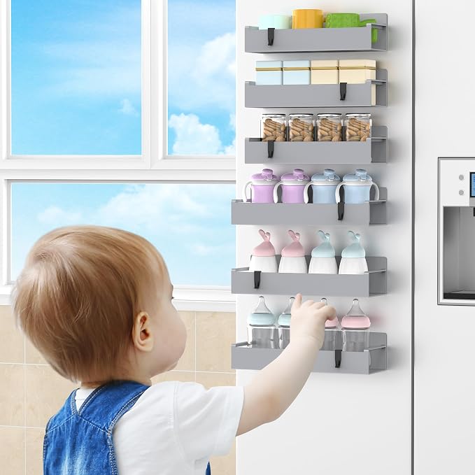 6 Pack Magnetic Spice Rack Organizer for Refrigerator and Oven, Silver Fridge Organizers and Storage for Kitchen - Image 7